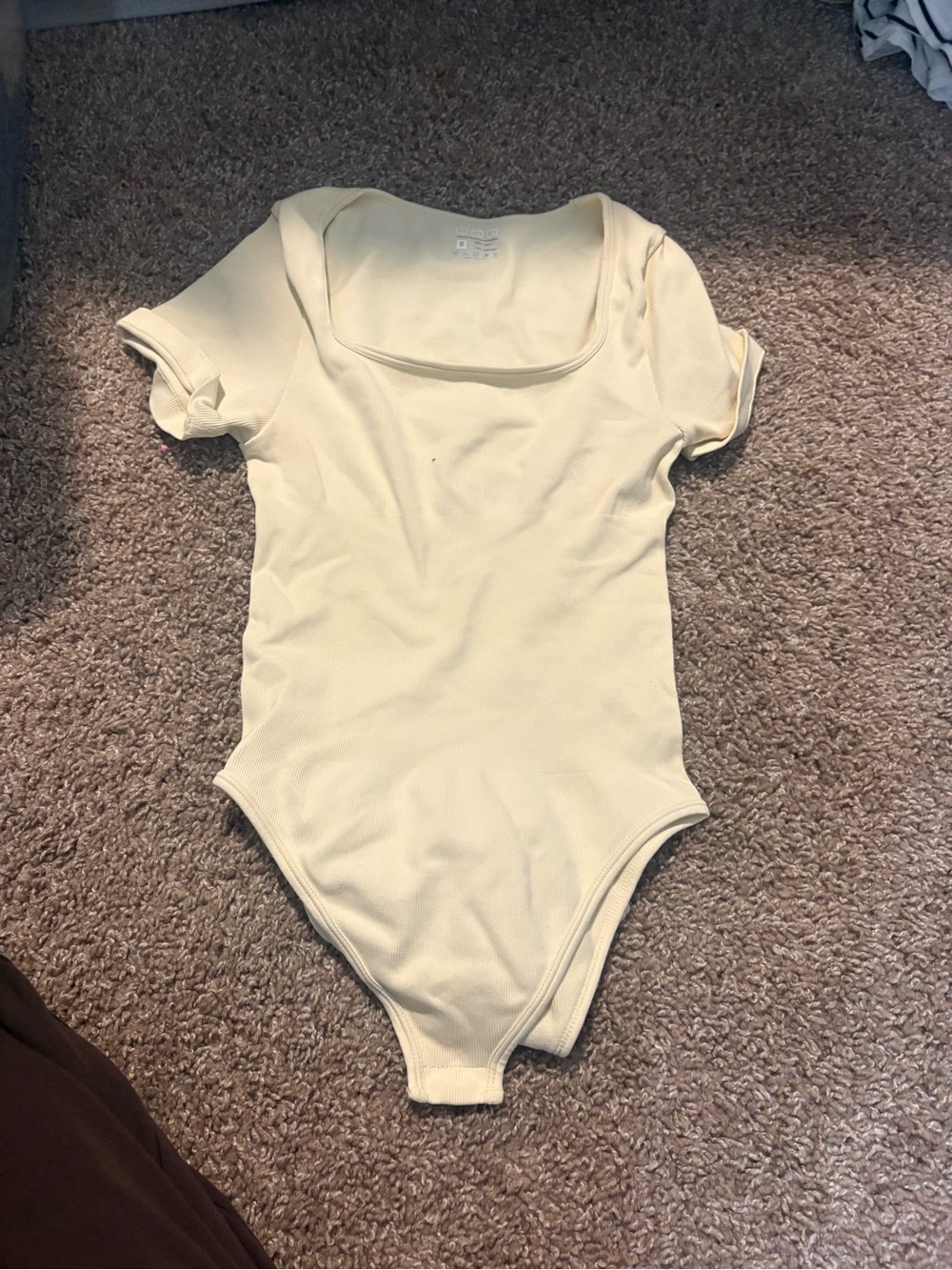 Square Neck Short-Sleeve Cream Bodysuit